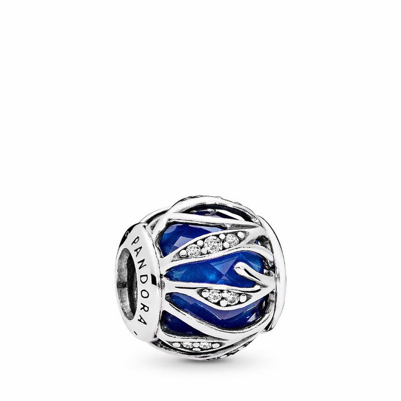 Pandora Nature's Radiance Charm Ireland - Sterling Silver/Blue/Mixed Stones/Cubic Zirconia - 910543G